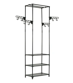 Kledingrek 55x28,5x175 cm staal en ongeweven stof zwart Organiseren