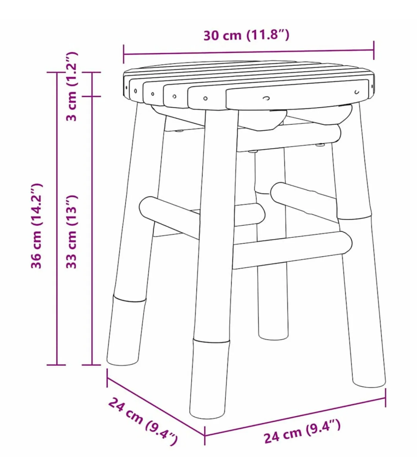 Clearance Kruk Bruin 30 x 30 x 36 cm Bamboe Stoelen