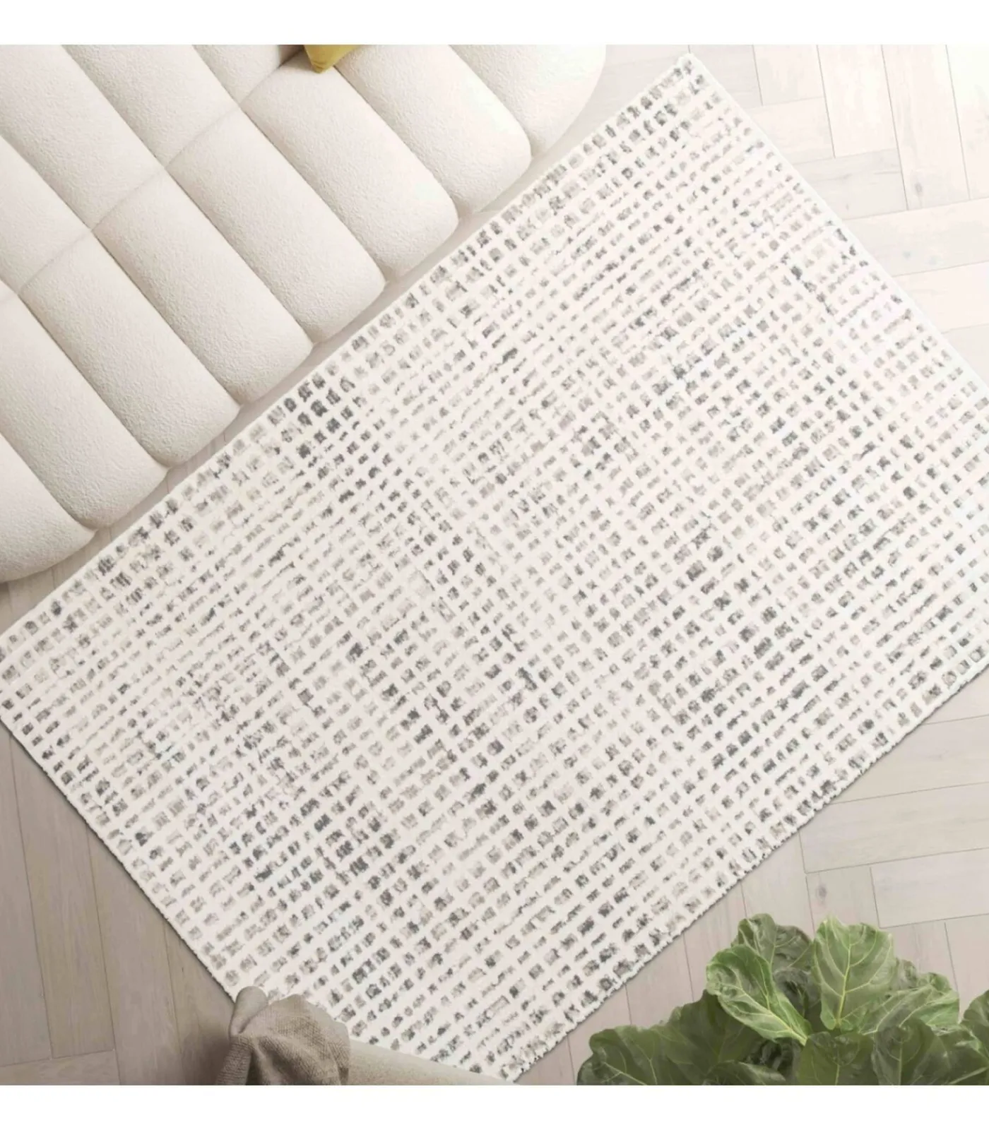 Discount Laagpolig vloerkleed met ecru vierkant patroon 120 x 170 cm Tapijten