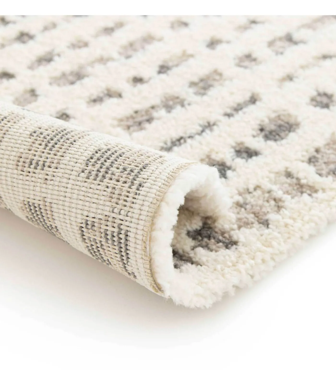 Discount Laagpolig vloerkleed met ecru vierkant patroon 120 x 170 cm Tapijten