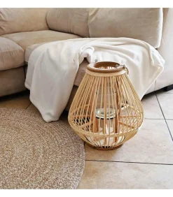 New Lantaarnhouder hangend wicker naturel Kaarsen & Kaarshouders