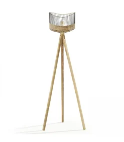 Hot Lantaarnpaal van massief mangohout en rotan Vloerlampen