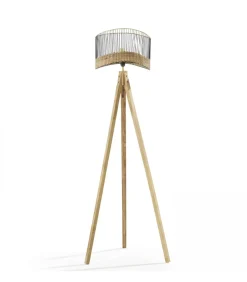 Hot Lantaarnpaal van massief mangohout en rotan Vloerlampen