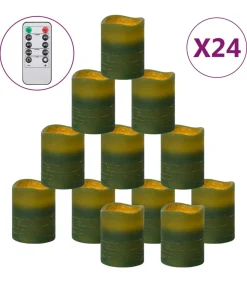 LED-kaarsen vlamloos met afstandsbediening 24 st warmwit Kaarsen & Kaarshouders