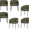 Hot Leon Eetkamerstoelen - Bouclé - Bosgroen - Set van 6 Stoelen