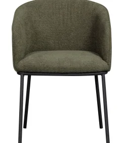Hot Leon Eetkamerstoelen - Bouclé - Bosgroen - Set van 6 Stoelen