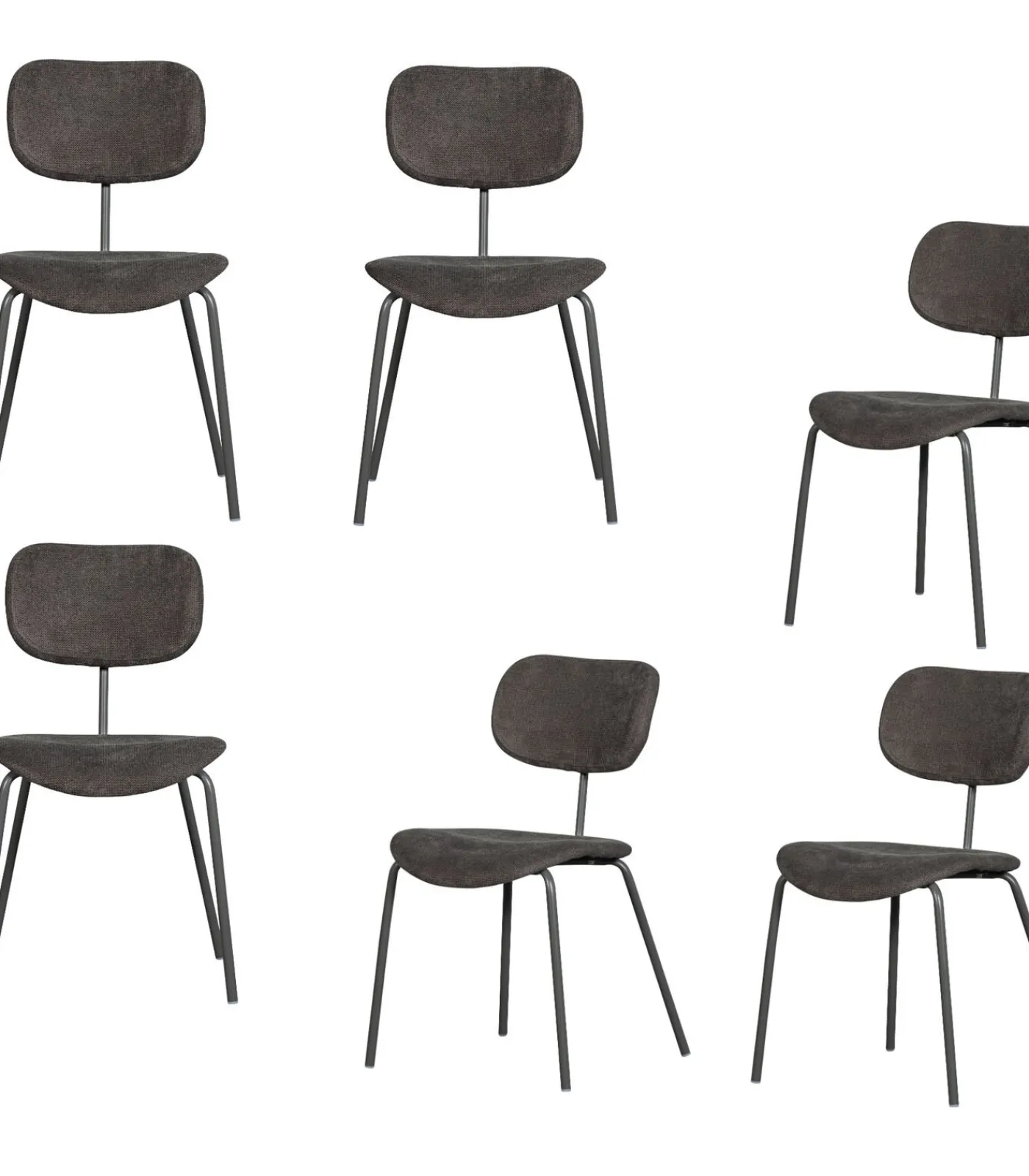 Clearance Link Eetkamerstoelen - Polyester - Bruin/Grijs - Set van 6 Stoelen