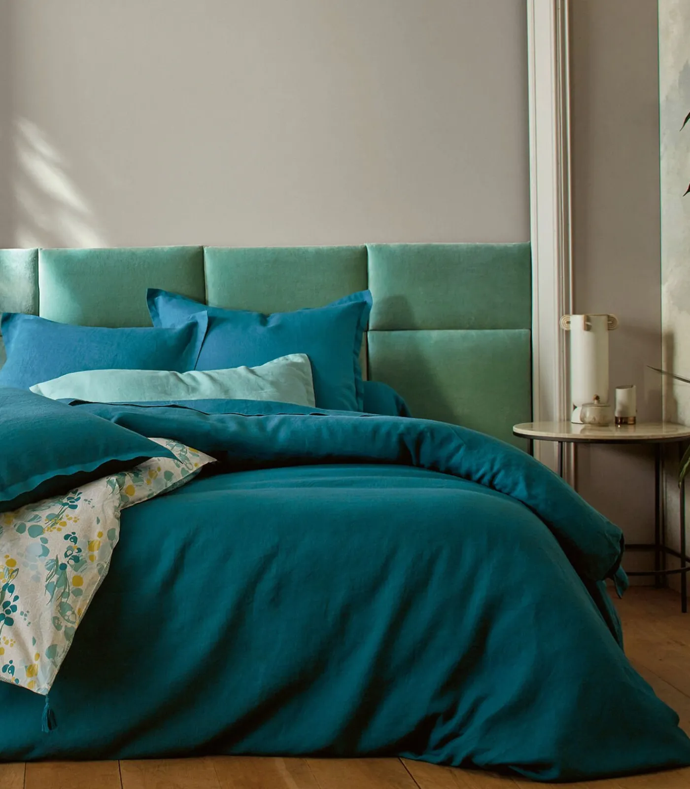 New LOUXOR Bleu paon - Laken linnen Stonewashed Lakens