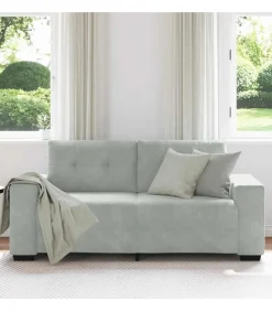Loveseat bank 140 cm fluweel lichtgrijs Zetels