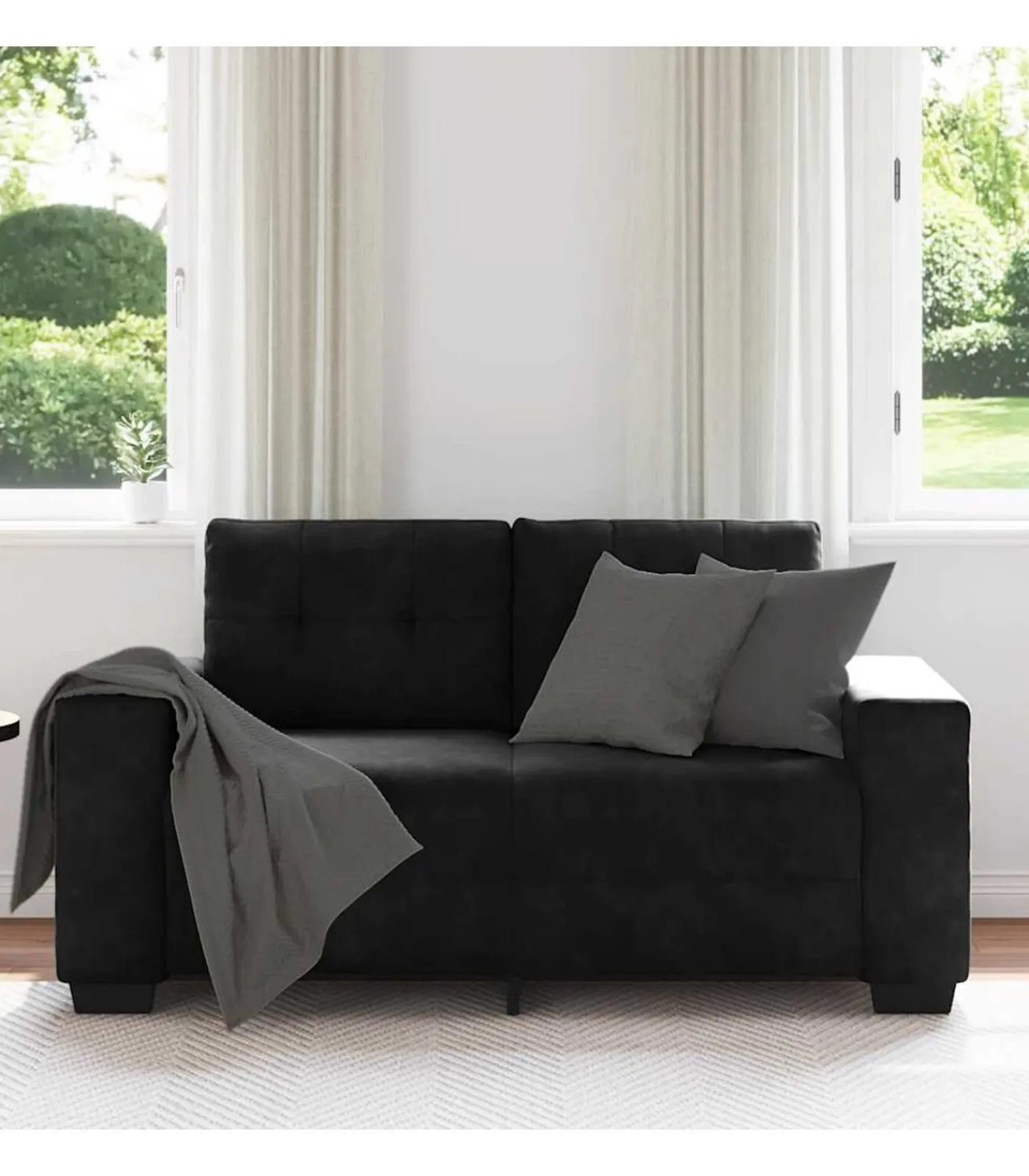 Loveseat bank 120 cm fluweel zwart Zetels