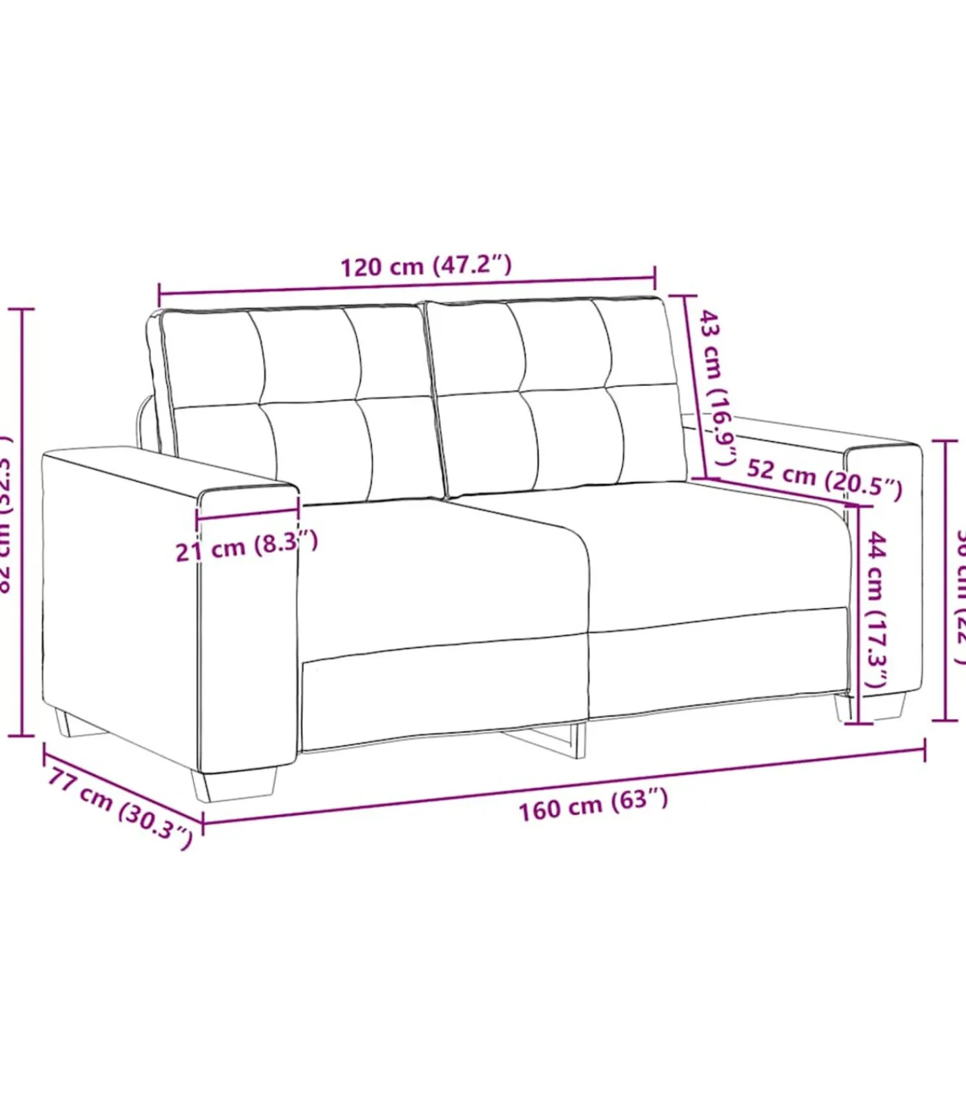 Loveseat bank 120 cm fluweel zwart Zetels