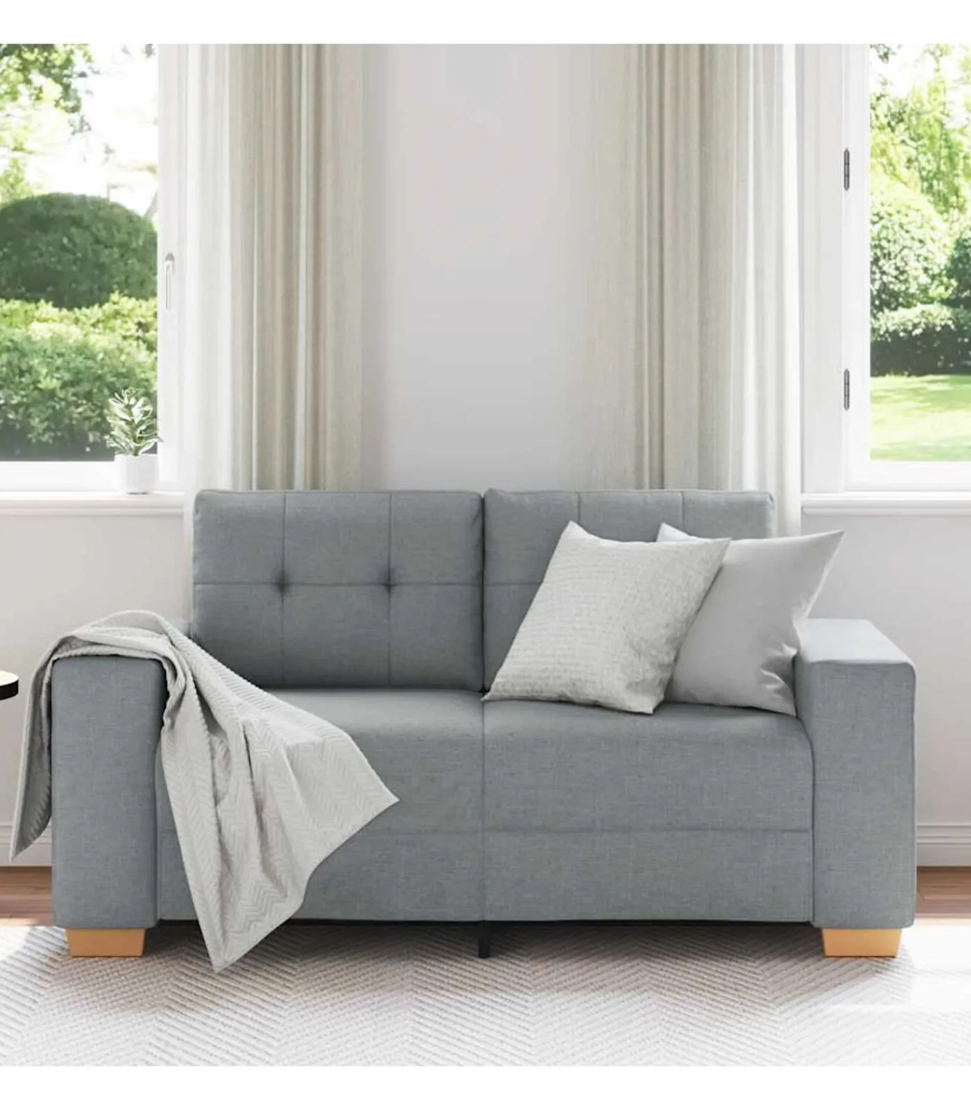 Outlet Loveseat bank 120 cm stof lichtgrijs Zetels