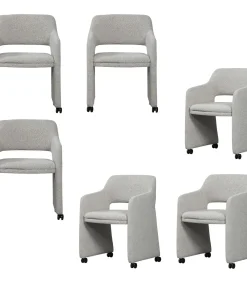 Online Lyric Eetkamerstoelen - Bouclé - Greige - Set van 6 Stoelen