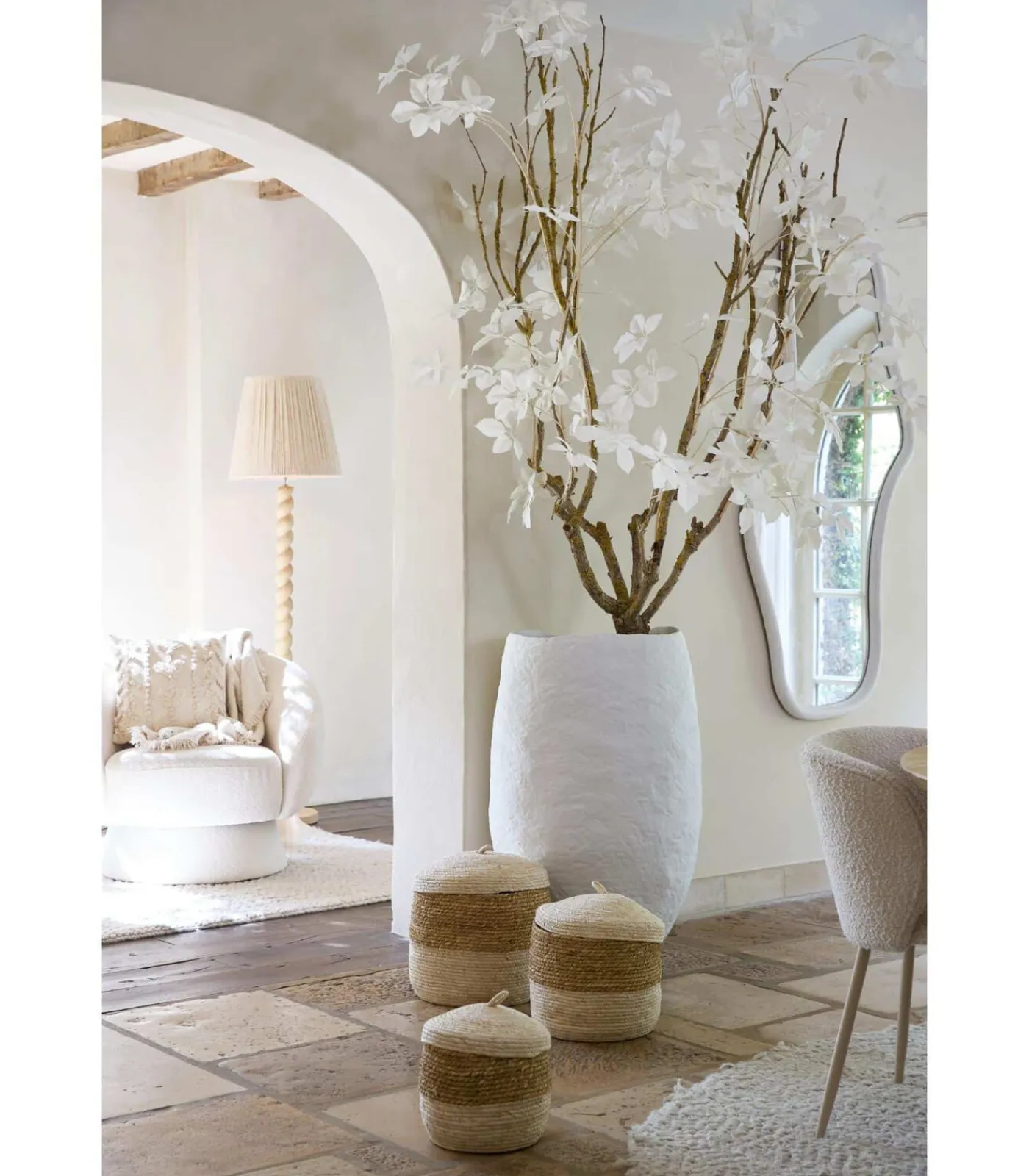 Clearance Mand Kenmare - Crème - Ø34cm - Set van 3 Organiseren