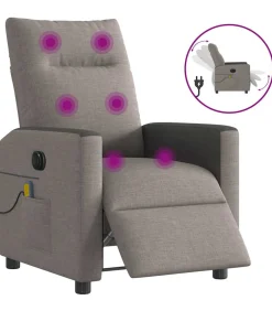 Outlet Massagestoel elektrisch verstelbaar stof taupe Zetels