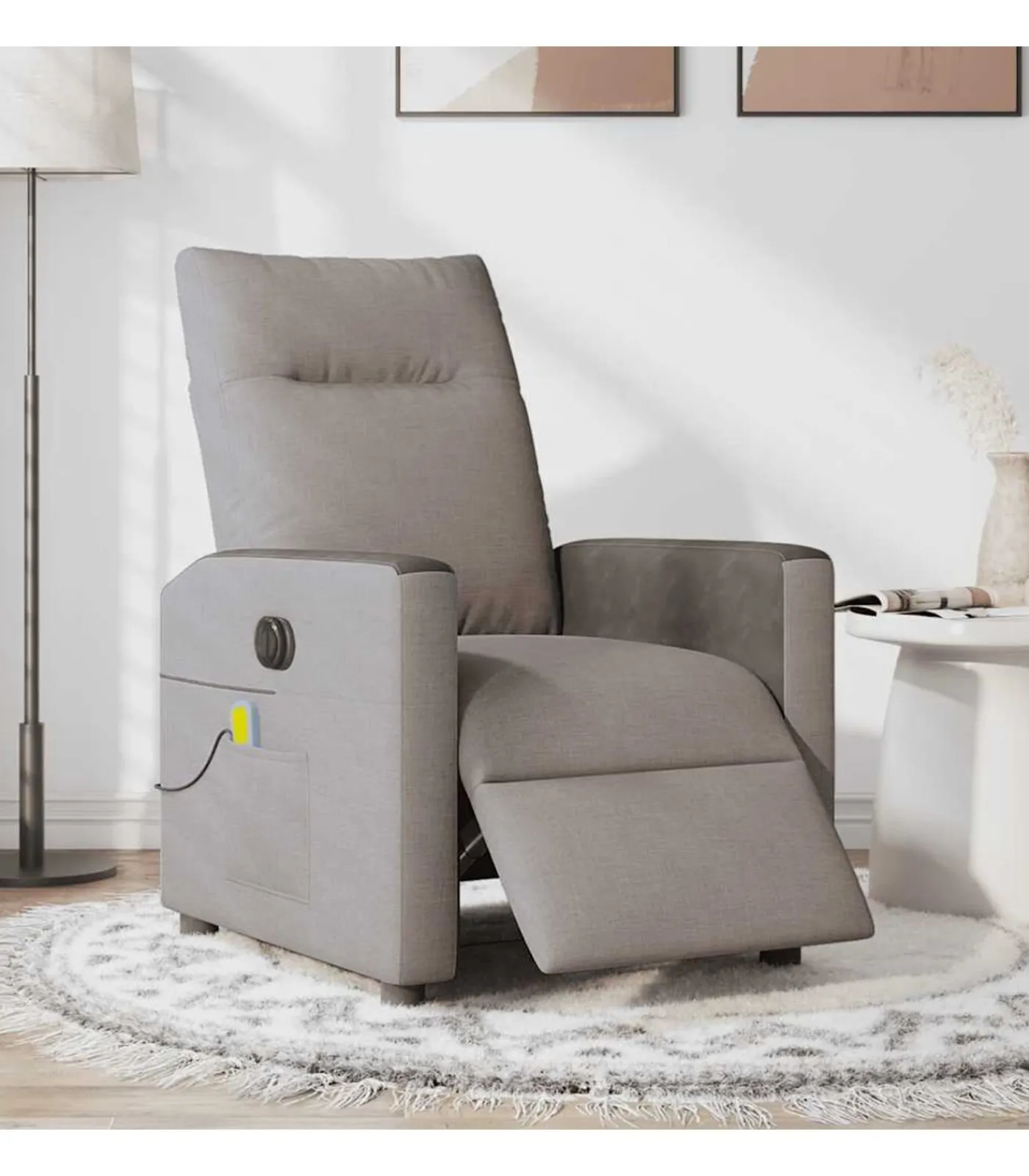 Outlet Massagestoel elektrisch verstelbaar stof taupe Zetels