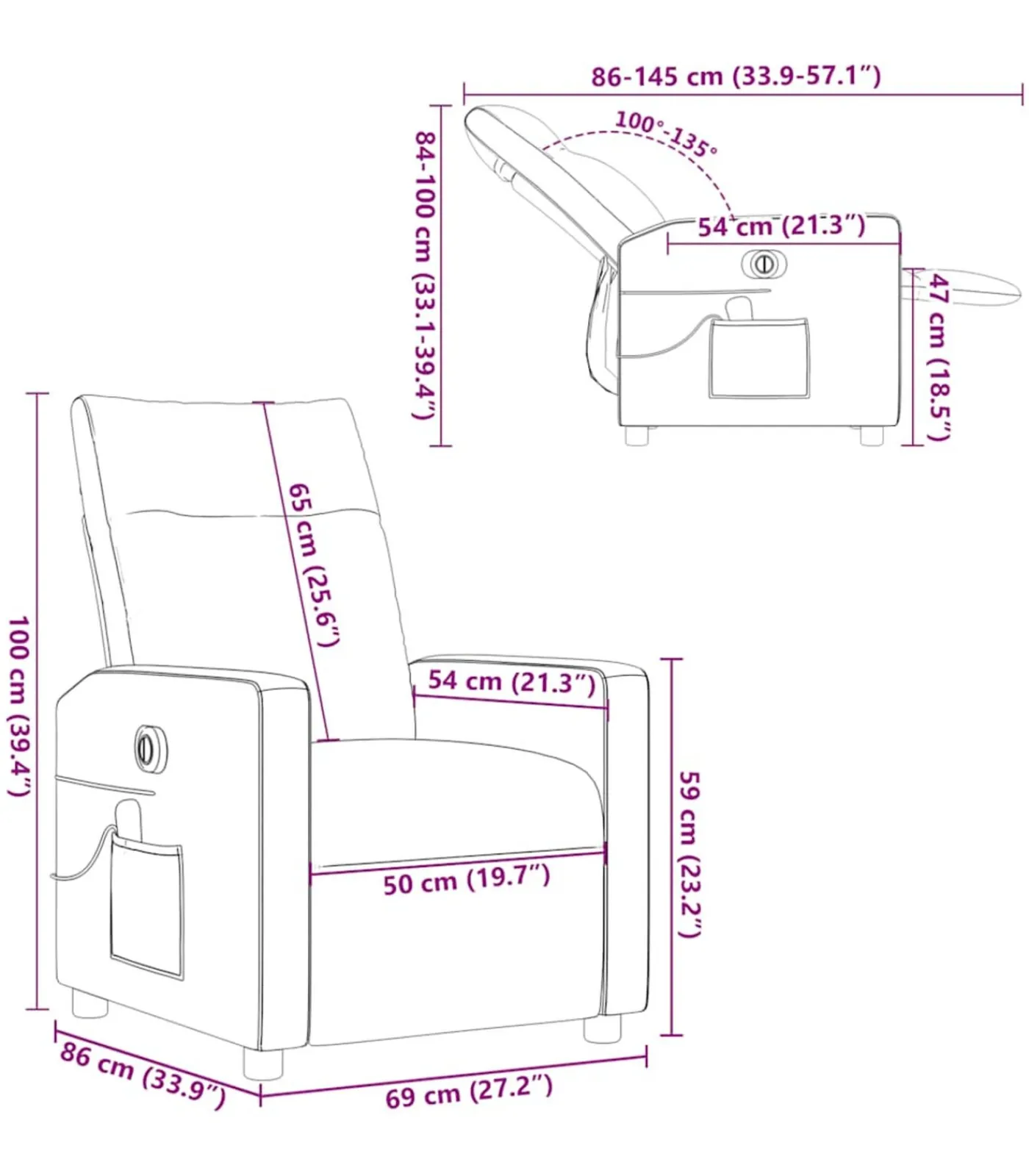 Outlet Massagestoel elektrisch verstelbaar stof taupe Zetels