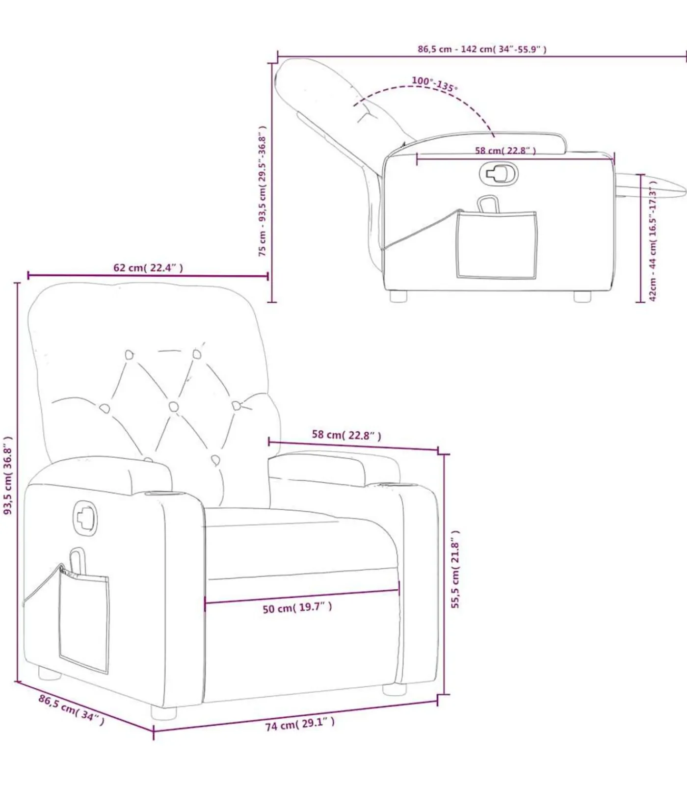Clearance Massagestoel verstelbaar stof lichtgrijs Zetels