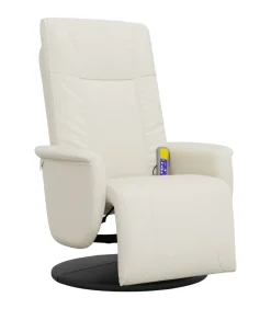 Outlet Massagestoel verstelbaar met voetensteun kunstleer crèmekleurig Zetels