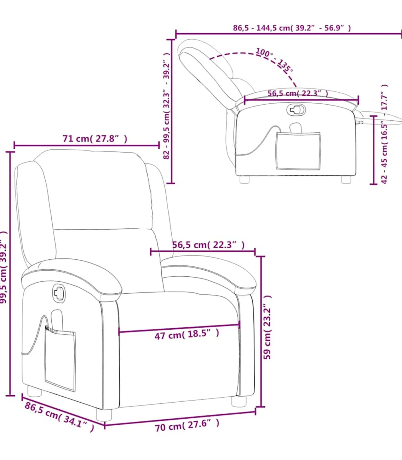 Massagestoel verstelbaar fluweel wijnrood Zetels