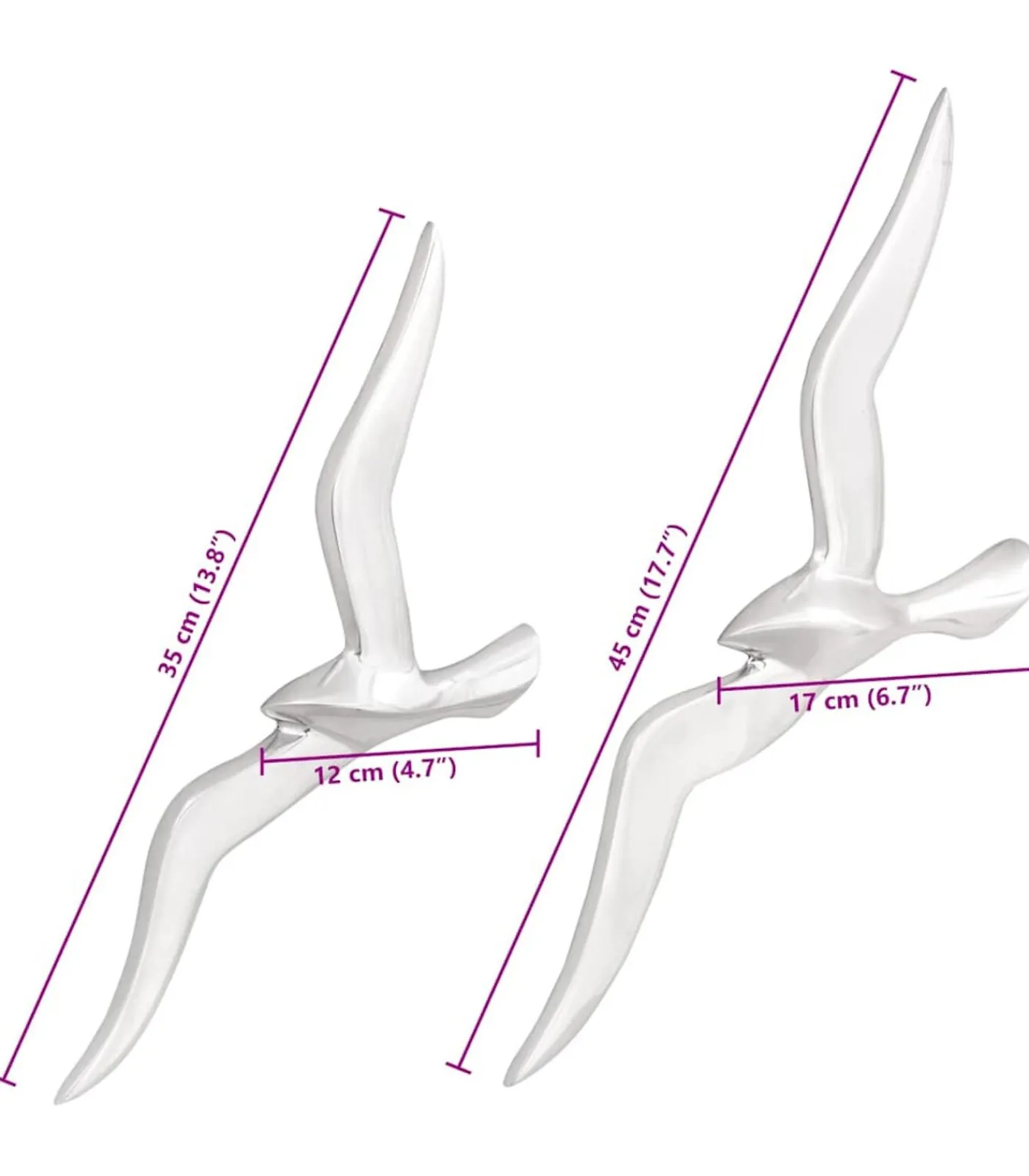 Meeuw 2 pcs Zilver Aluminium Decoratie