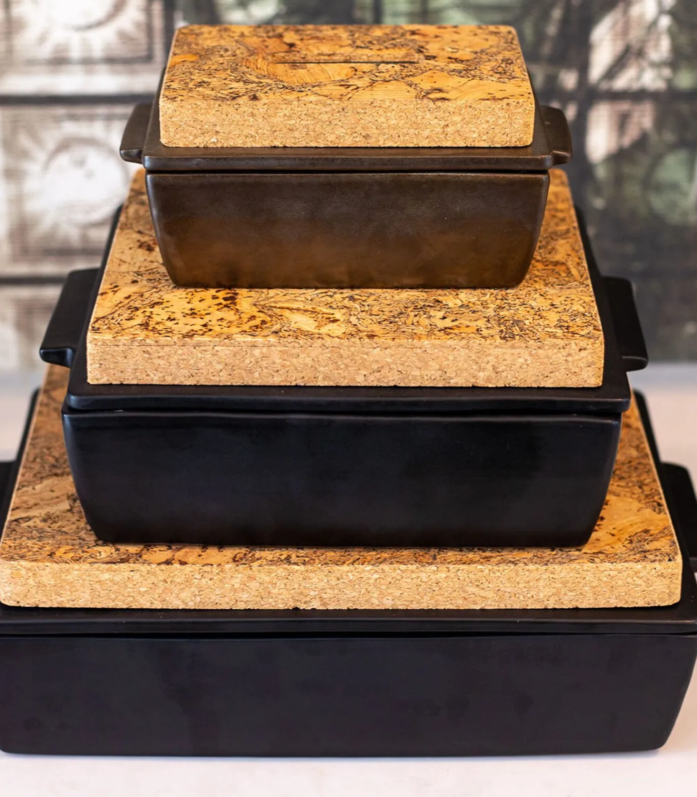 New Met deksel en kurk - Ovenschotel 20x13,5x8,5cm - Zwart Bakken