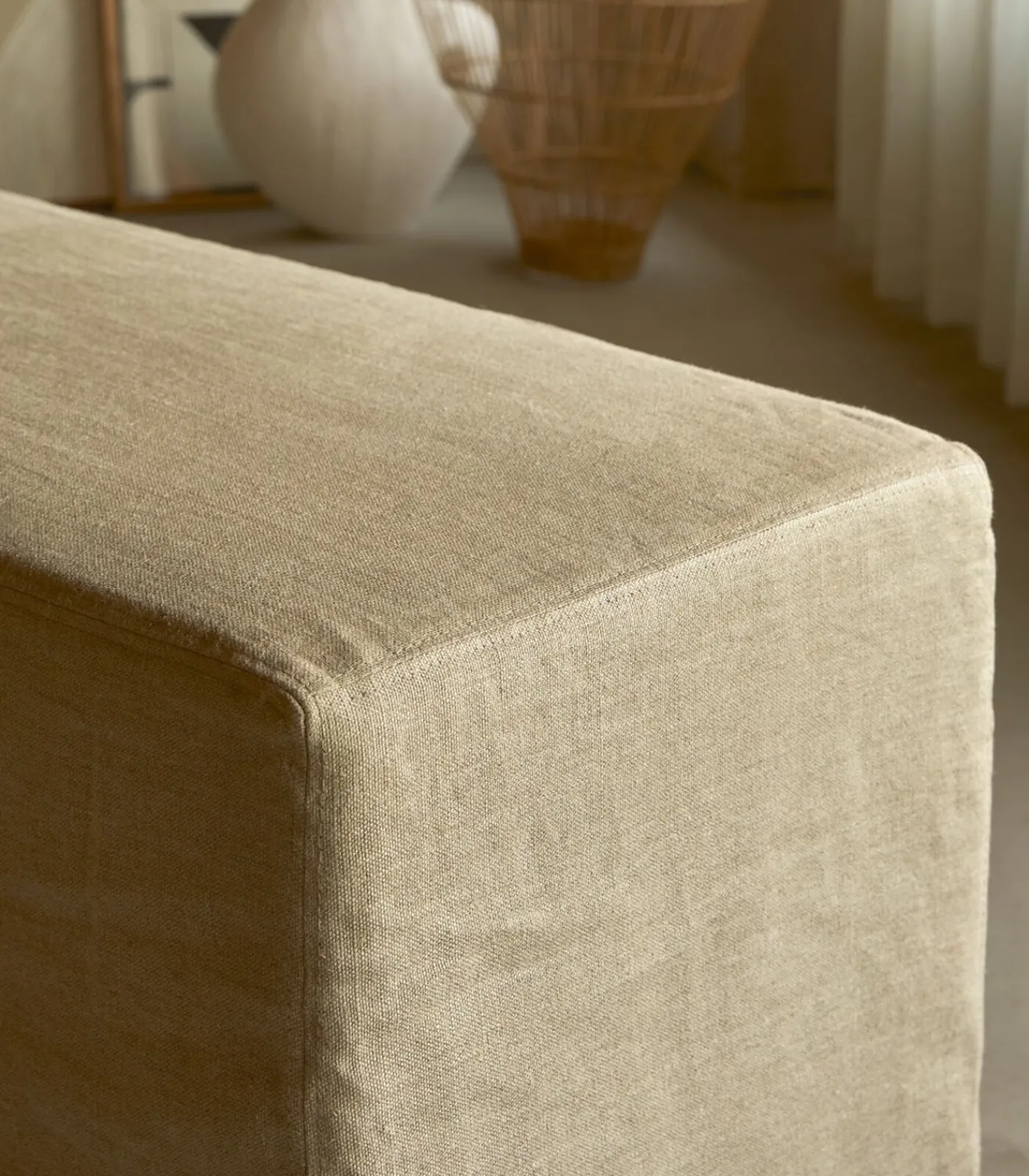 Outlet Modulaire fauteuil in natuurlijk linnen, 1-zit Zetels