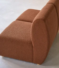 Outlet Modulaire 3-zitsbank Swann van massief acacia en terracotta stof Zetels