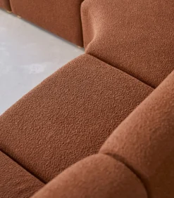 Outlet Modulaire 4-zitshoekbank Swann van massief acacia en terracotta stof Zetels