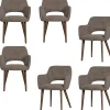 Online Murat Eetkamerstoelen Houten Bruine Poot - Taupe - Set van 6 Stoelen