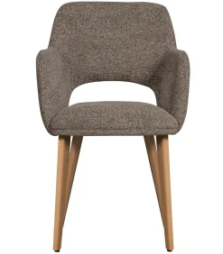 Murat Eetkamerstoelen Houten Naturel Poot - Taupe - Set van 6 Stoelen