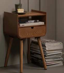 Hot Nils Nachtkastje/Bijzettafel - Hout - Naturel - 54x36x30 Bedden