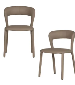 Outlet Noble Eetkamerstoelen - Leerlook - Zand - Set van 2 Stoelen