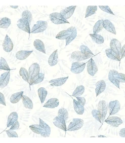 Hot Behang Evergreen Leaves wit en blauw Decoratie