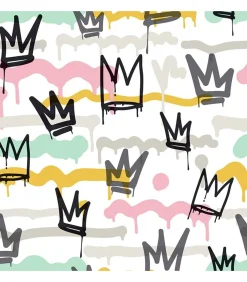 Online Behang Friends & Coffee Sith Graffity and Crowns zwart & wit Decoratie