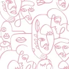 Sale Behang Friends & Coffee Line Art Faces wit en roze Decoratie