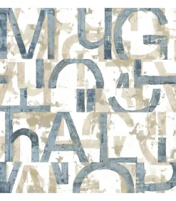 Discount Behang Friends & Coffee Words and Letters blauw en metallic Decoratie