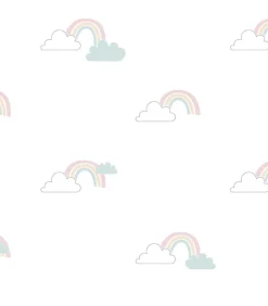 Clearance Behang Mondo baby Clouds wit/blauw/roze Decoratie