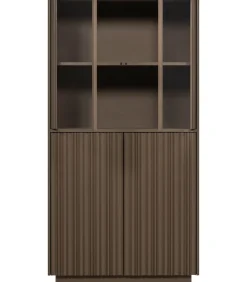 Clearance Nova Lage Vitrinekast - Grenen - Truffel Bruin - 172x102x40 Meubels