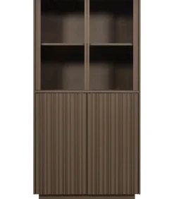 Clearance Nova Lage Vitrinekast - Grenen - Truffel Bruin - 172x102x40 Meubels