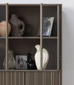 Clearance Nova Lage Vitrinekast - Grenen - Truffel Bruin - 172x102x40 Meubels