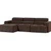 Discount Novi Chaise Longue Bank Links - Polyester - Donkerbruin Melange Zetels