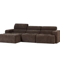 Discount Novi Chaise Longue Bank Links - Polyester - Donkerbruin Melange Zetels