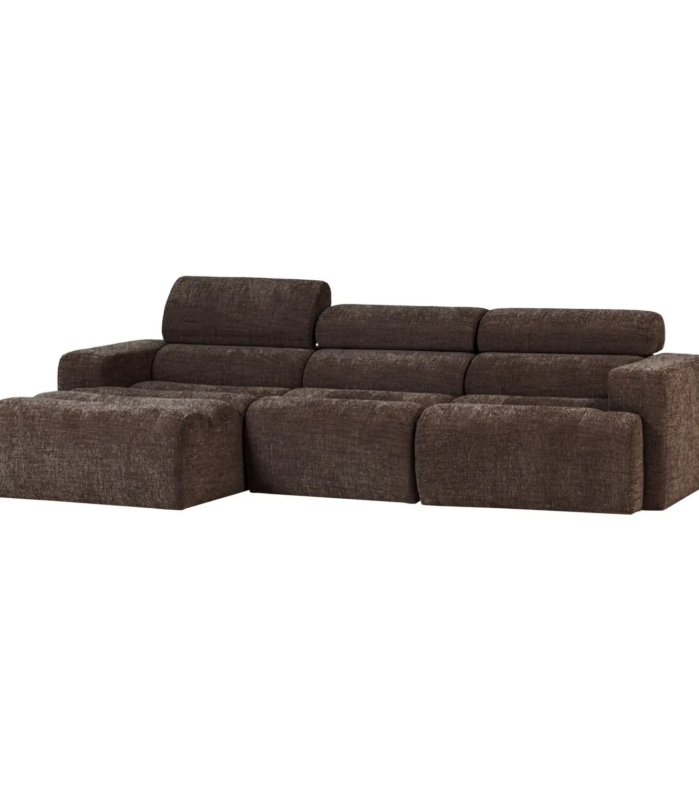Discount Novi Chaise Longue Bank Links - Polyester - Donkerbruin Melange Zetels