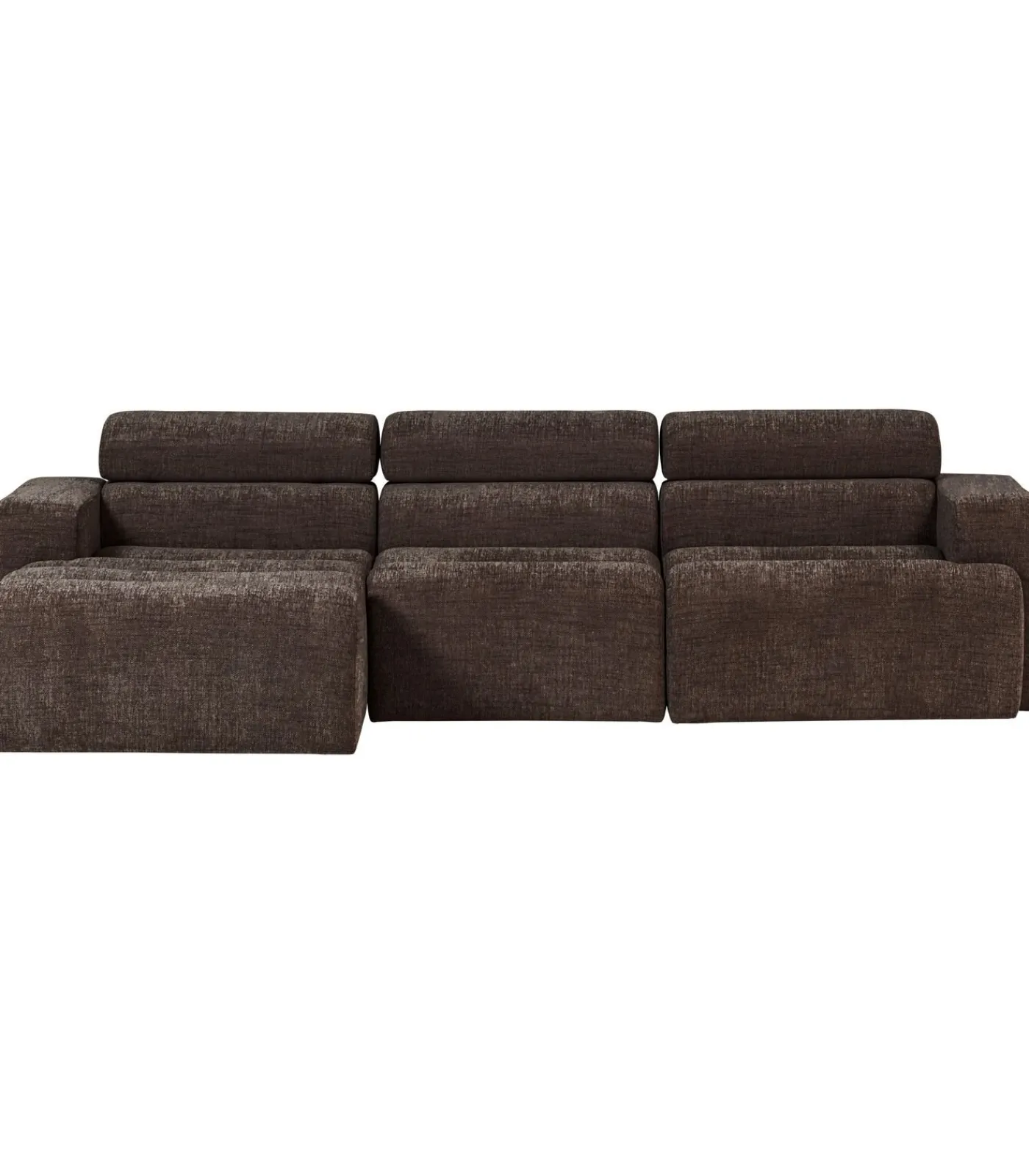 Discount Novi Chaise Longue Bank Links - Polyester - Donkerbruin Melange Zetels