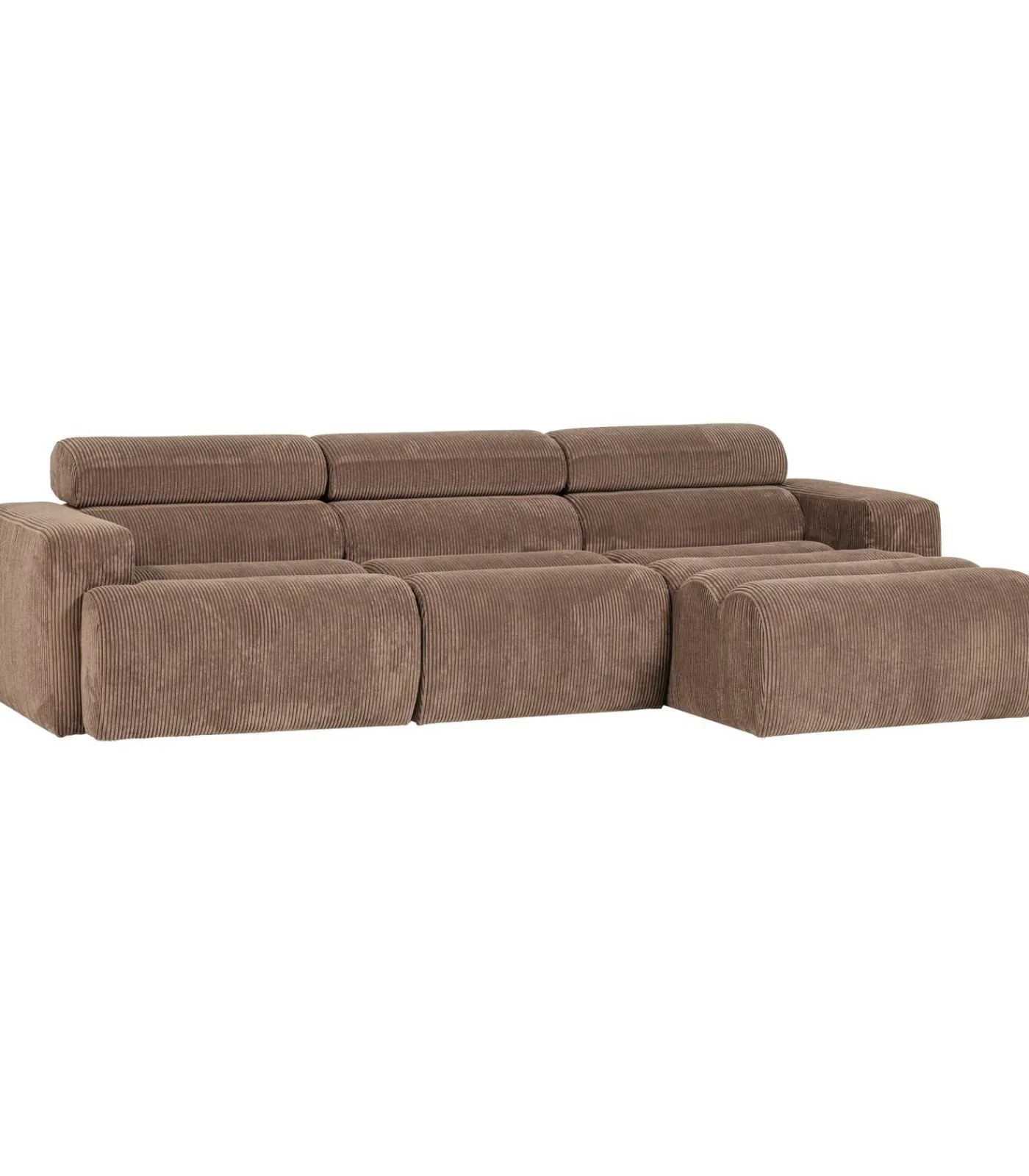 Clearance Novi Chaise Longue Bank Rechts - Ribstof - Taupe Zetels