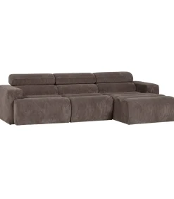 Discount Novi Chaise Longue Bank Rechts - Ribstof - Grijsbruin Zetels