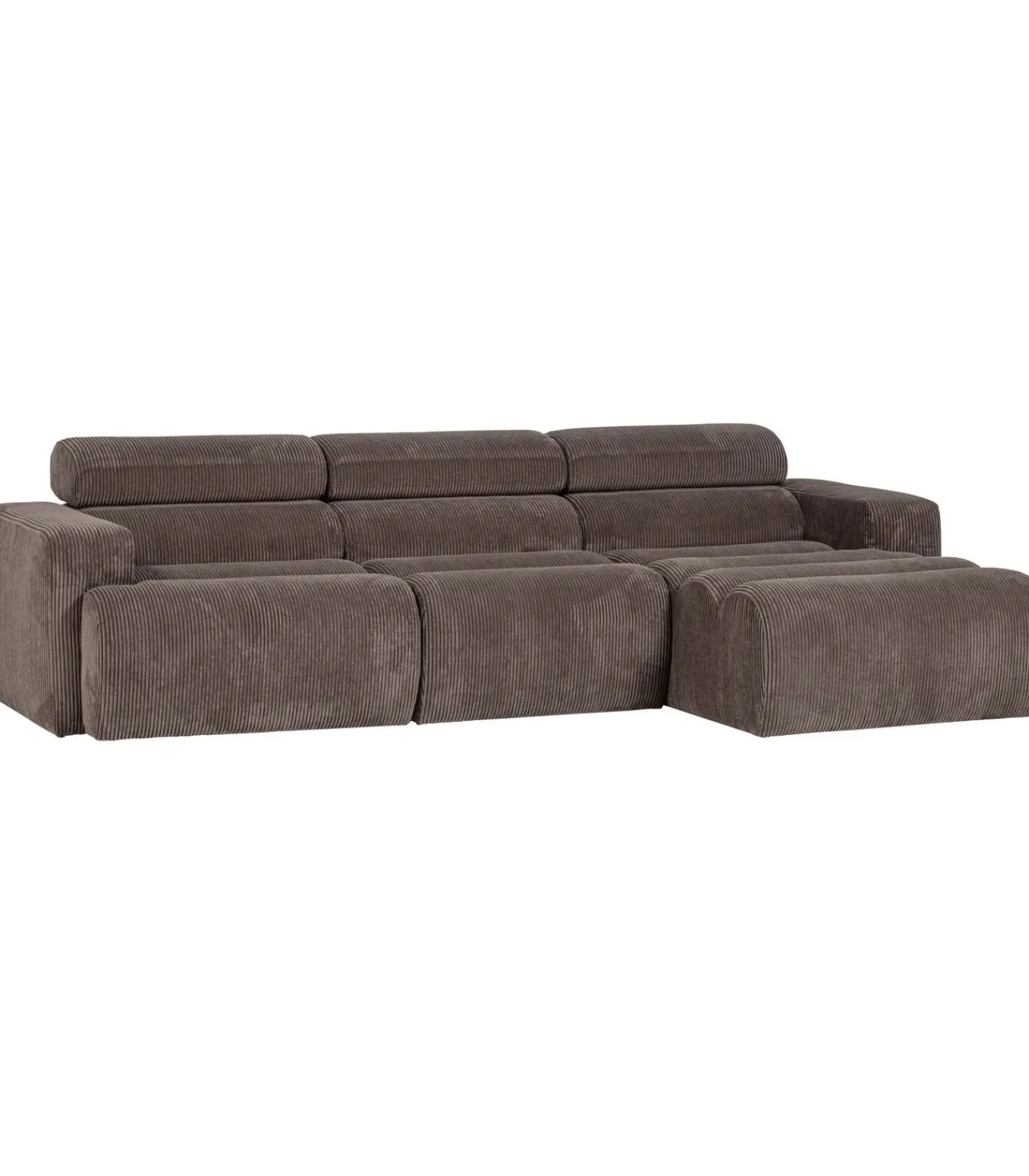 Discount Novi Chaise Longue Bank Rechts - Ribstof - Grijsbruin Zetels
