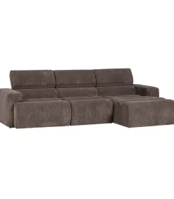 Discount Novi Chaise Longue Bank Rechts - Ribstof - Grijsbruin Zetels