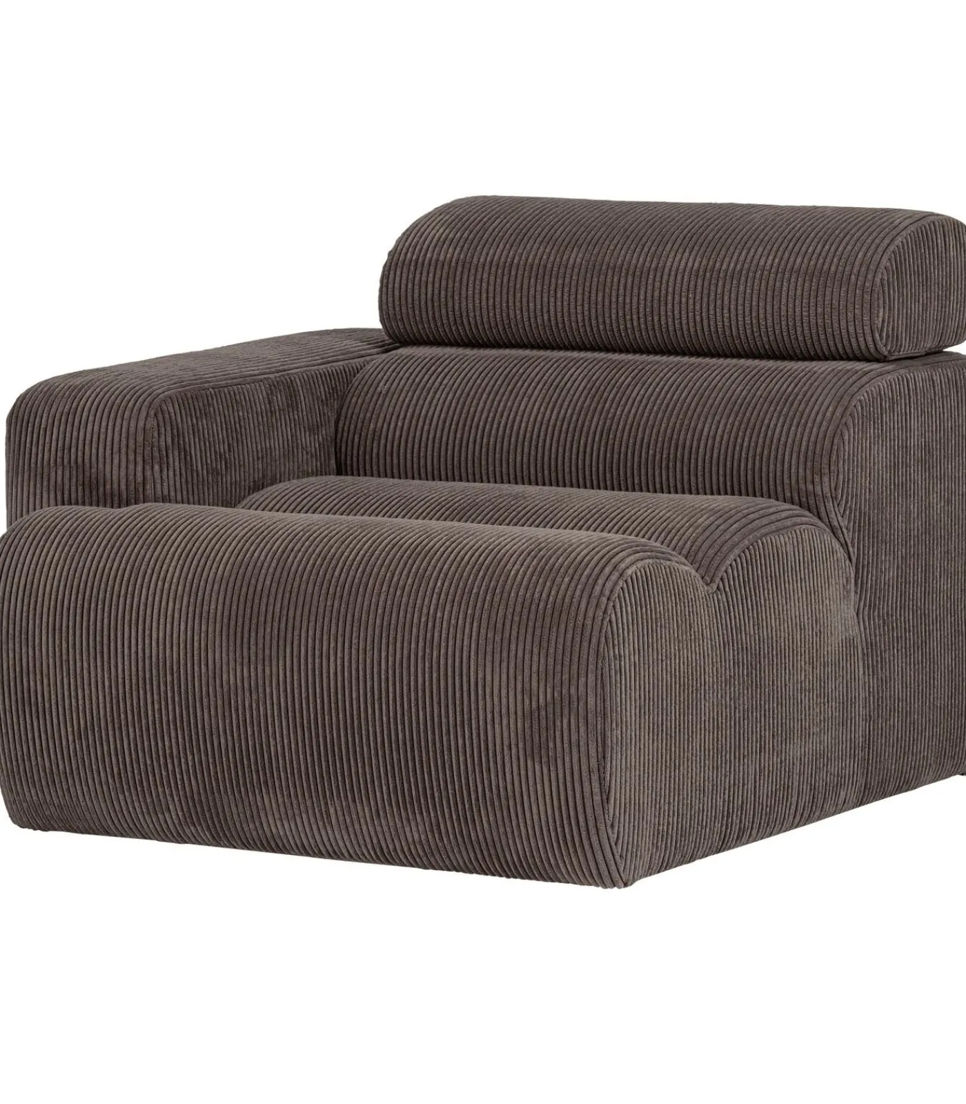 Novi 1-Zits Element Bank Arm Rechts - Ribstof - Grijsbruin Zetels